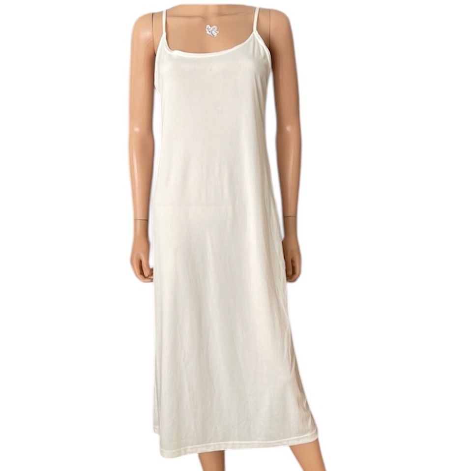 Vintage French Twist Elegant White Maxi Slip Dress Made In Us